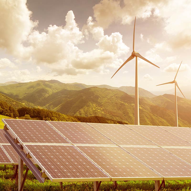 Commercial solar panels near wind generators
