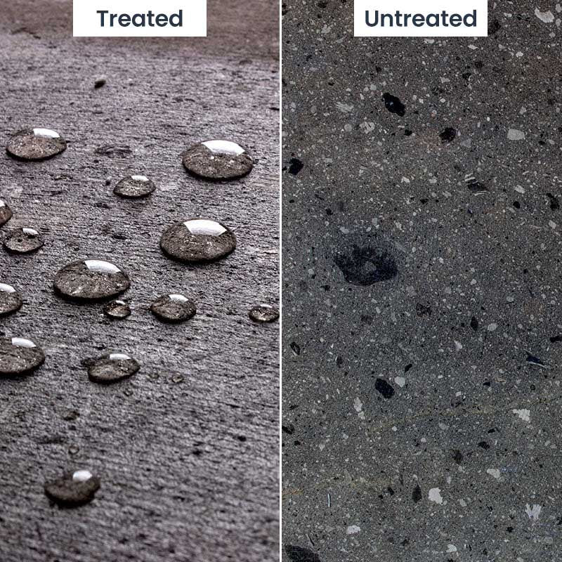 Treated vs Untreated Granite Countertop with Protective Hydrophobic Coating