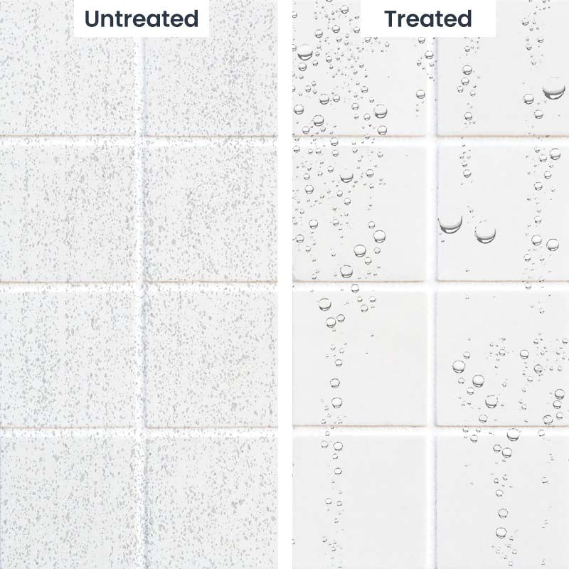 Treated vs Untreated Shower Bathroom Tile with Water Repellent Coating