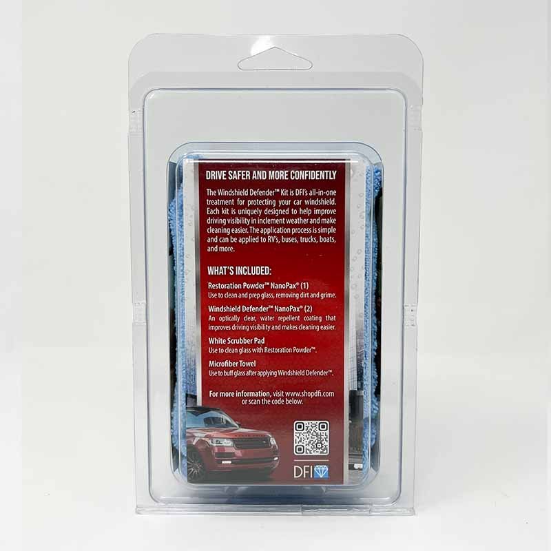 Back of Windshield Defender Kit Product Package