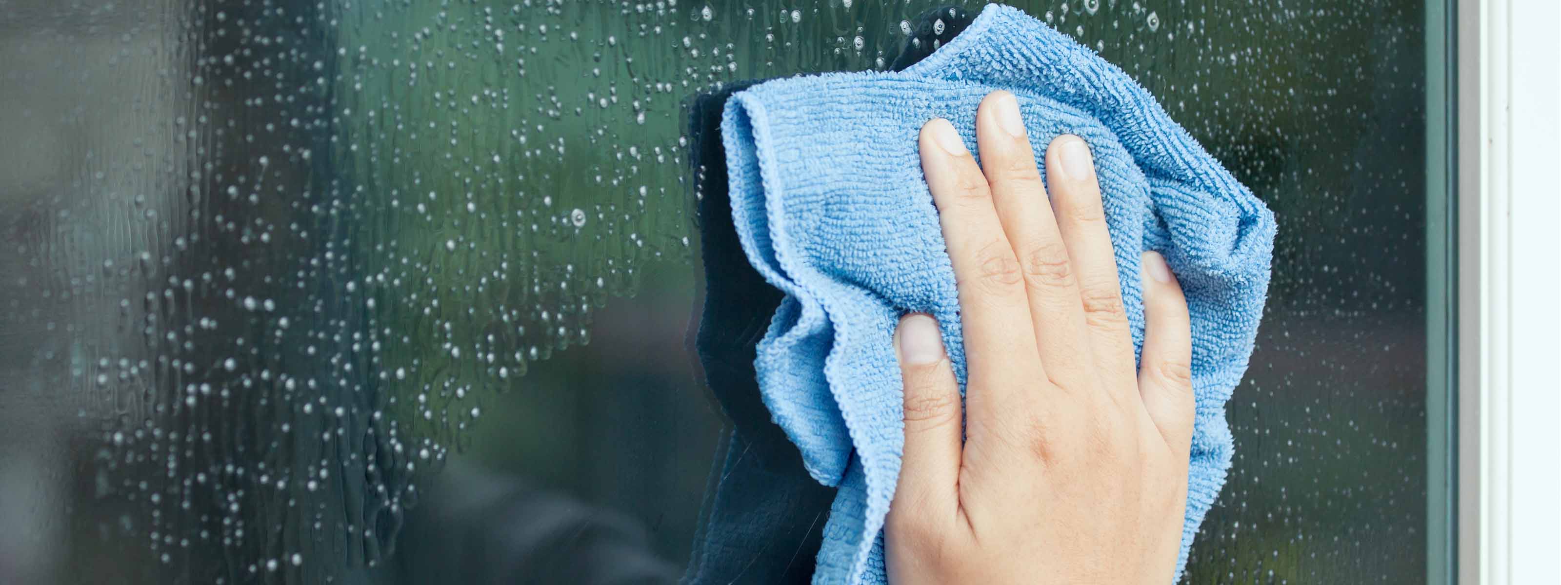 Hand Wiping Window with Soapy Water