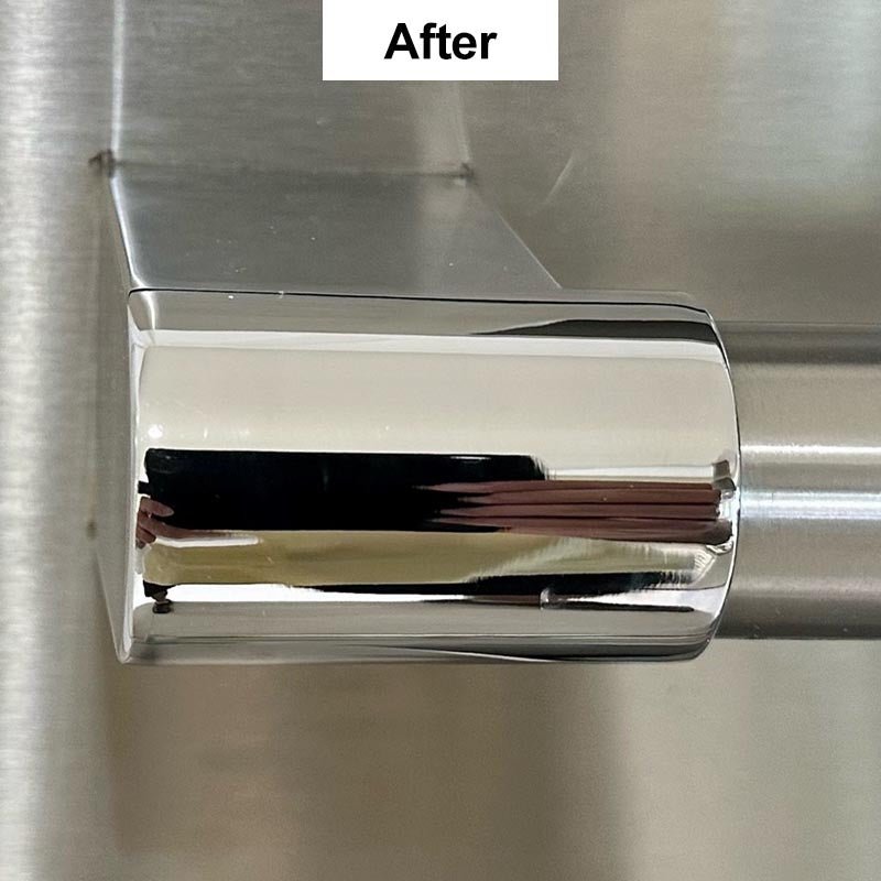 Stainless Steel Cleaner & Protectant Shown on Stainless Steel Handle After
